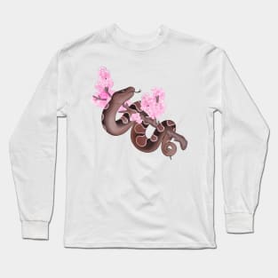 Pink Sakura Ball Python: Brown Long Sleeve T-Shirt